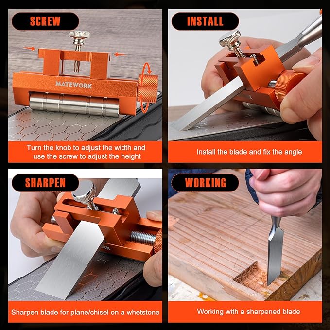 Chisel Sharpening Kit with Sharpening Stone, Woodworking Tools, Chisel Sharpener Set for Chisel Sharpening and Plane Restoration