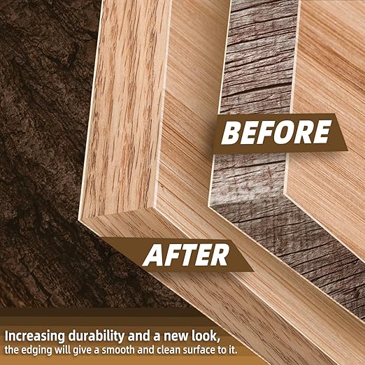 GSCIT Club Red Oak Edge Banding, 7/8 inch x 25ft roll of Veneer Edge Banding - Pre-glued Flexible, Real Wood Tape for Cabinet Repair & Furniture Restoration