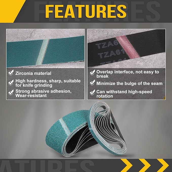 1-1/2 x 30 Inch Sanding Belt, 10 Pcs 60 Grit Zirconia Knife Sharpener Belts Work Sharpening for Belt Sander Knife Carving Tool Metal Working