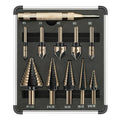 5Pcs Step Drill Bit & 5Pcs Countersink Drill Bit Set, Titanium Coated, 50 Sizes of Step Bit for Metal with Aluminum Case, Multiple Hole Stepped Up Bits for DIY