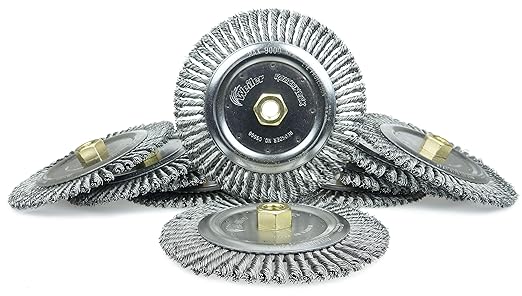 Weiler 09000 Roughneck 7" Root Pass Weld Cleaning Brush, .020" Steel Wire Fill, 5/8"-11 Unc Nut, Made in the USA, 56 Knots