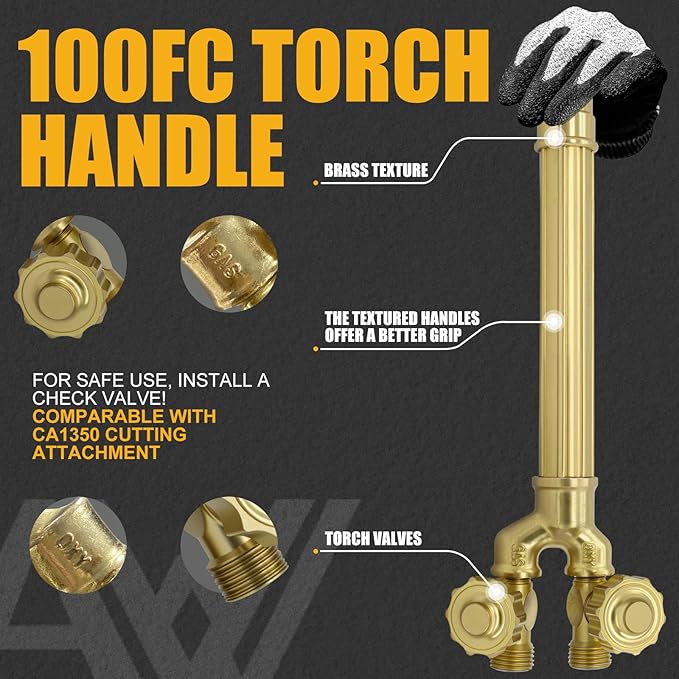 Cutting Attachment Torch - Oxyacetylene with 100FC Torch Handle, 3-101 Cutting Nozzle, Tip Cleaner