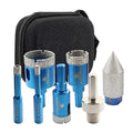Tile Hole Saw Kit - BRSCHNITT Diamond Core Drill Bit Set 6/8/20/25/35mm Drill Bit &1 3/8" Diamond Chamfer Bit for Porcelain Tile Ceramic Marble Granite & Adapter