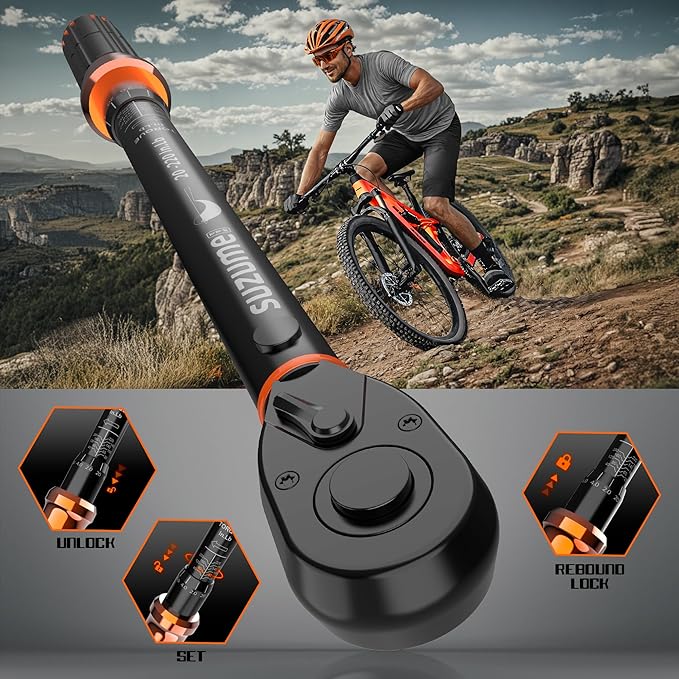 SUZUME 1/4 Torque Wrench (20-220 In.Lb/ 2.3-24.9 N.m) ±3% High Accuracy Torque Wrench 72 Tooth Dual-Direction Adjustable Dual-Scales Inch Pound Torque Wrenches for Bike