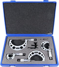 Accusize Industrial Tools 0-4 inch x .0001'' Ultra-Precision M-Type Outside Micrometers Carbide Tipped 4 Pc Set, EG00-0904