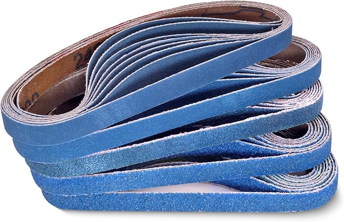 40 PCS 1/2" x 18" Zirconia Sanding Belts,8 Each of 40/60/80/120/240 Grits Belt Sander Paper,1/2 x 18 Inch Sanding Belts for Air Belt Sander, Woodworking, Metal Polishing, Derusting