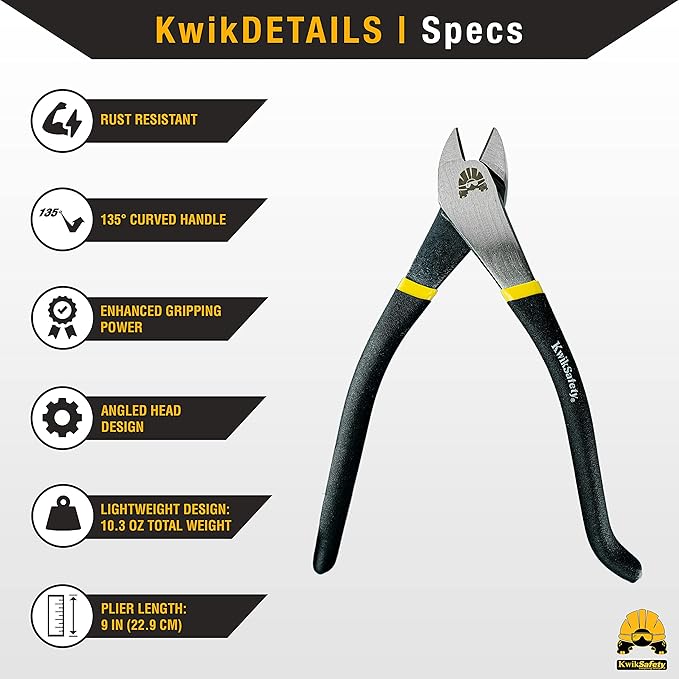 KwikSafety - Charlotte, NC - PINZA Ironworker Pliers Heavy Duty Diagonal Cutting Pliers Angled Head Steel Rebar Cut Aluminum Bi-Material Tempered Handles & Short Beveled Jaws Lineman Plier