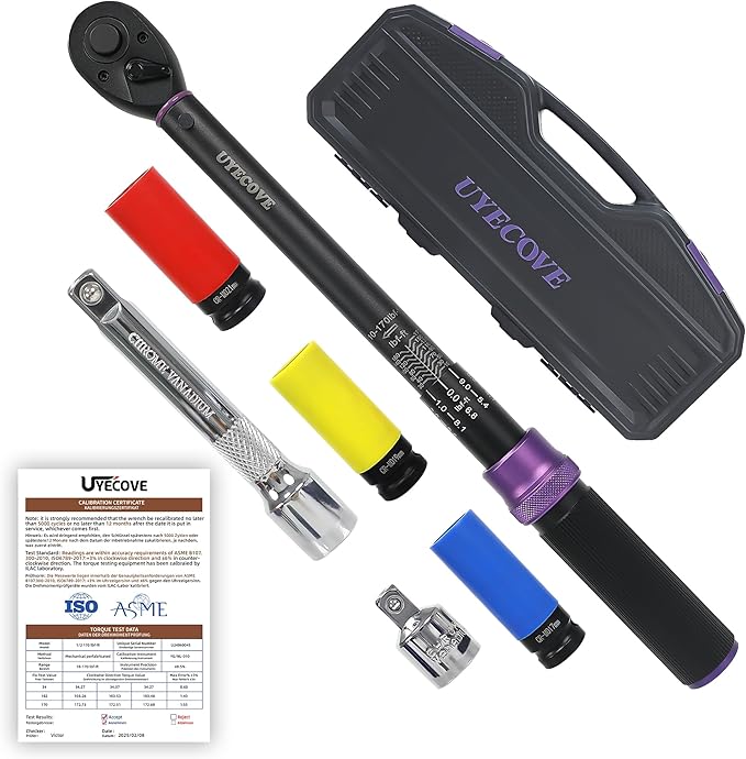 1/2-Inch Drive Click Torque Wrench Set, With Deep Socket, Adaptor, Extension Bar, Dual-Direction Adjustable Reversible Click, Dual Range Scales 10-170FT.LB and 13.6-230.5N.M