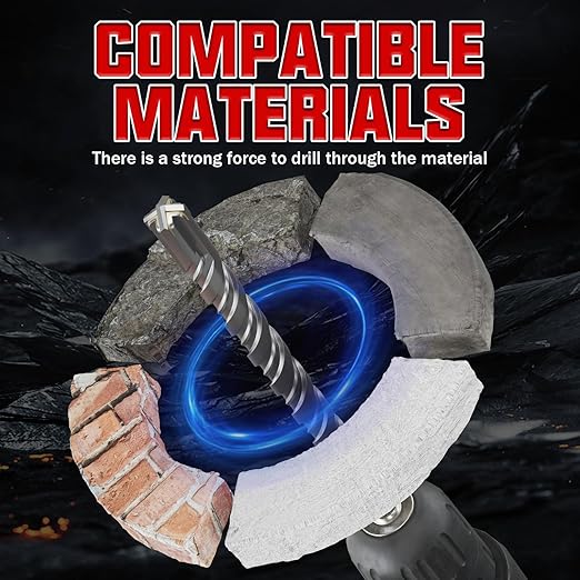 CSOOM SDS Plus Rotary Hammer Drill Bit 9/16"x12.2", Professional Concrete Drill Bit for Concrete, Brick, Stone and Cement Walls