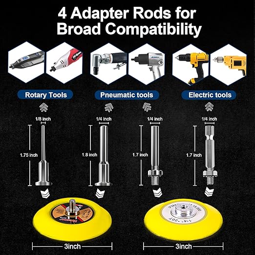 131 Pieces 3 Inch Sanding Discs, GOH DODD Headlight Restoration Kit Hook and Loop Sanding Pads 60 to 10000 Grit Wet Dry Sandpaper with 1/8" 1/4” Shank, Backer, Polishing Pads and Interface Pad