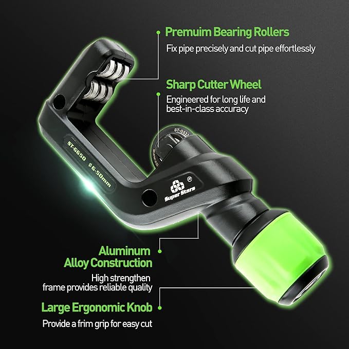 Super Stars Pipe Cutter Heavy Duty Tubing Cutter 3/16 to 2-4/5 Tube Cutter for Cutting Pipes of Aluminum, Copper, PVC, Stainless Steel Tube (3/16In~1-1/4In), ST-532 (3/16~1-1/4In) (5-32mm)