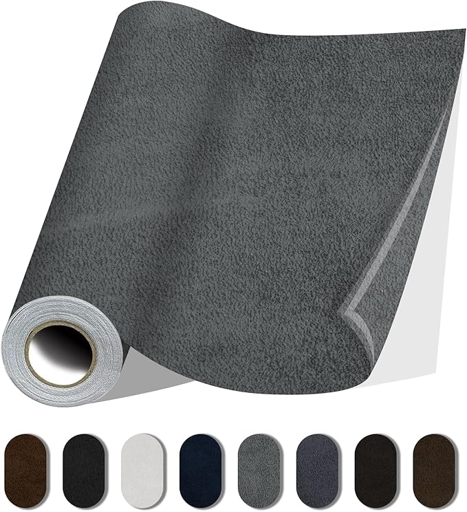 Fabric Repair Patches, Self-Adhesive Suede Patches Tape Durable, DIY Large Fabric Repair for Sofa, Couches, Furniture, Chair, Clothing （3.5X79 Inch, Grey）