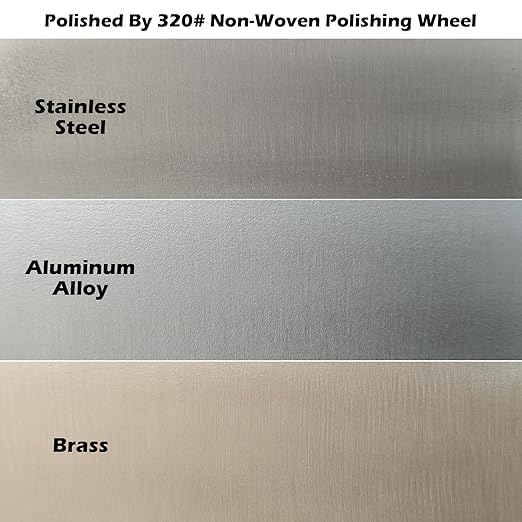4PC 6 Inch x 2 Section Satin Non Woven Abrasive Polishing Wheel Kit for Bench Grinder, 3/8 Inch Arbor Hole, Includes Each 1PC 80#, 120#, 180# and 320#