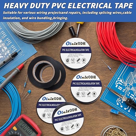 100 Rolls Black Electrical Tape Bulk 3/4 Inch x 66ft, Waterproof Vinyl Electric Tape High Temp Insulation Tape for Electrical Protection Home Outdoor Electric Insulating Wire Wrapping