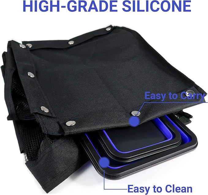Collapsible Magnetic Parts Tray Set, Magnetic Tray for Mechanic's, 3 Different Size Tool Trays for Small Metal Parts, Cool Mechanic Tools, Cool Gifts for Mechanic (Blue)