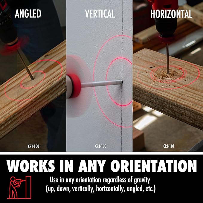 BullseyeBore Core CR1-100 Drill Guide for Straight Holes - Magnetic Drill Attachment with Efficient Red Laser for Visual Worksurface Alignment - Compatible with Common bits from 2” to 5”