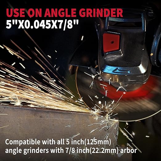 25 Pack 5" Cut Off Wheels, Ultra Thin Aluminum Oxide, 5" x 0.045" x 7/8", Metal & Stainless Steel, Angle Grinder Compatible, 30% Performance Up