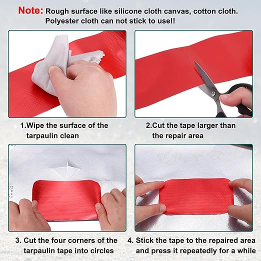 PATIKIL Awning Repair Tape 8m x 10cm Waterproof Canvas Tape High Adhesive Tear Repair Patch Kit for PVC Tarpaulin Tent Awning Fabric RV Sail Boat Cover, Black (4" x26.24ft)
