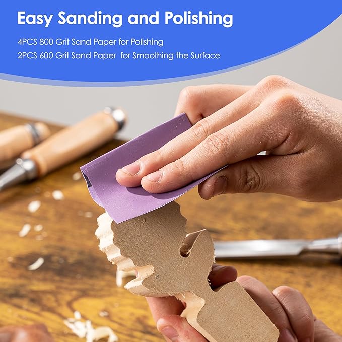 RexTact 25 PCS Wood Carving Kit,Woodworking Tools,Wood Carving Knives with Leather Storage Bag,Whittling Kit,Wood Art Tools 11 Whittling Knives & 5 Detail Carving Knives for Beginner&Professional