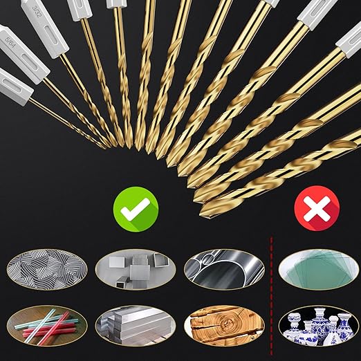 Drill Bit Set, 19Pcs Twist Drill Bit (13Pcs Hex Shank Drill Bit Set+6Pcs Cobalt Drill Bit) for Sheet Metal, Wood, Plastic, Quick Change Design (1/16" - 1/4")