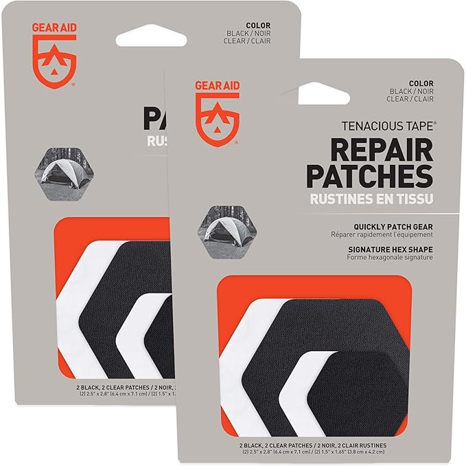 GEAR AID Tenacious Tape Hex 2.5” and 1.5” Repair Patches, Peel-and-Stick to Fix Holes and Burns in Down Jackets, Rain Gear, Tents, Tarps and More