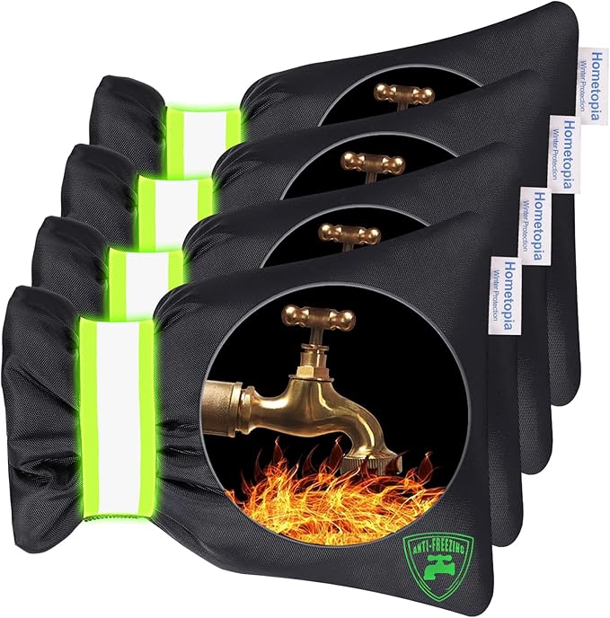 4Pack Outdoor Faucet Covers for Winter - 6.7" W x 8.3" H Outside Hose Bib Spigot Covers Protector Socks for Winter Freeze Protection Insulation Reusable Waterproof Insulated backflow Cover,Black