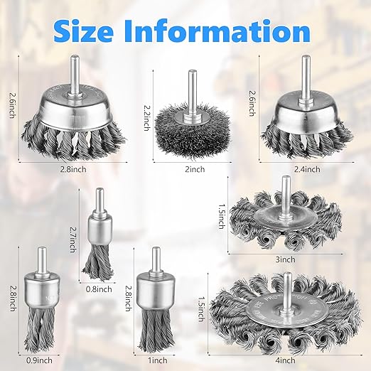 Rocaris 16 Pcs Twist Knot Wire Wheel Brush for Drill Crimped Cup Wire Wheels Brush Set for Drill with 1/4-Inch Shank for Rust Removal, Corrosion and Scrub Surfaces