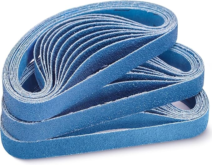 30 Pcs 1/2" x 18" Zirconia Sanding Belts, 80 Grit 1/2x18 Inch Sanding Belts for Air File Belt Sander, Zirconia Belt Sander Belts for Metal Polishing (1/2x18in, 80 Grit)