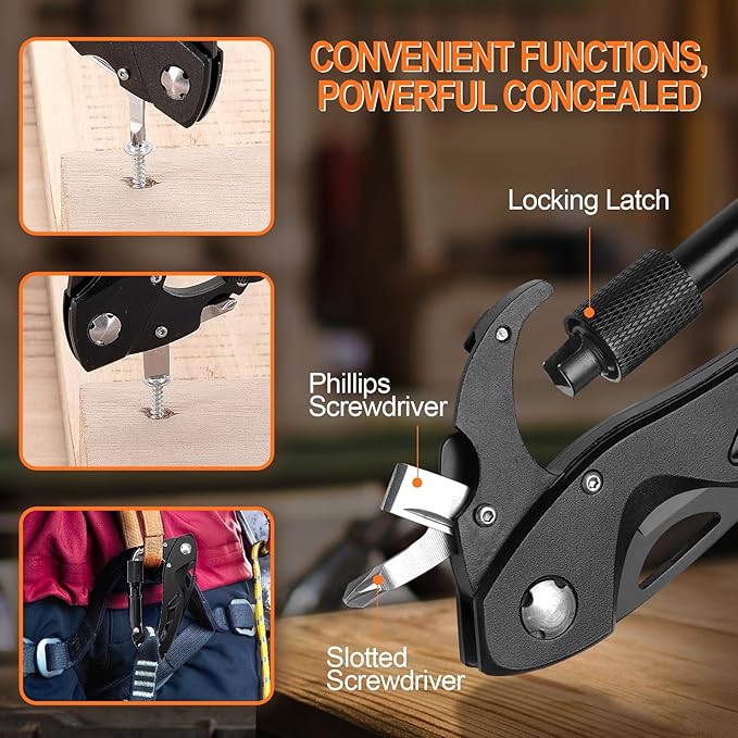 Multitool Carabiner with Pocket Knife, Birthday Gifts for Men Him Boyfriend, EDC Carabiners with Folding Knives, Bottle Opener, Window Breaker and Screwdriver, Survival Gear for Camping Hiking
