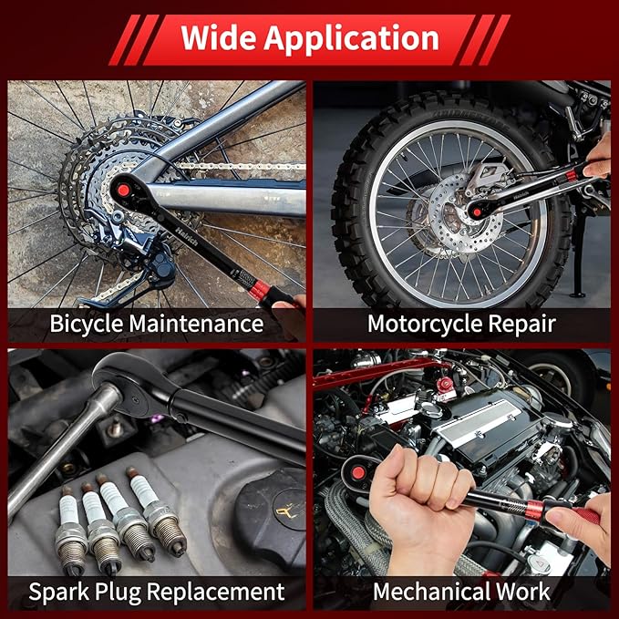 3/8-Inch Torque Wrench, Dual-direction 10-45ft.lb/13.6-61Nm, 72-Tooth Dual Range Scales Torque Wrench with Quick Release Reversible Head for Bike/Bicycle