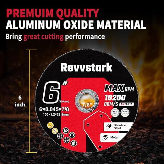 25 Pack 6" Industrial Grade Cut Off Wheels, Ultra Thin 0.045" x 7/8" Aluminum Oxide & Silicone Carbide Cutting Discs for Angle Grinders, 30% Performance Up