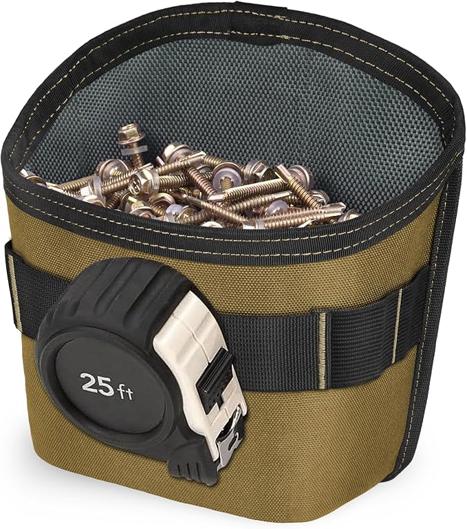 Tool Pouch Nails Screws Bag with Belt Clip (XL, Khaki)
