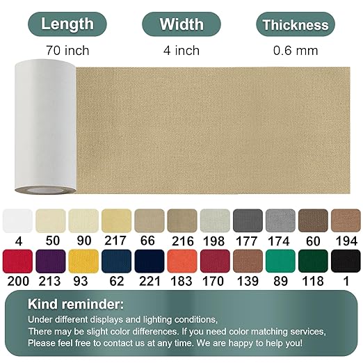 Canvas Repair Tape, 4×63 Inches Beige Waterproof Self-Adhesive Patch for Outdoor Gear,Durable and Weatherproof Fabric Tape for Boat Covers,Couch,Tents,Sofas,Sun Shades,Awnings,Lounge Chairs
