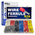 New Age America® 970pcs Wire Ferrules Kit | AWG 22-8 | Copper & Nylon | Insulated Cord Pin End Terminal | Cable Ferrules | Wire Ends Terminal Kit | AWG 22, 20, 18, 16, 14, 12, 10, 8 | Crimp Connectors