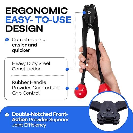 IDL Packaging C-3105 Double-Notched Front-Action Sealer/Crimper for 5/8" Steel Strapping - Hard and Durable Steel Construction - Professional Gear with High-Strength Sealing Action