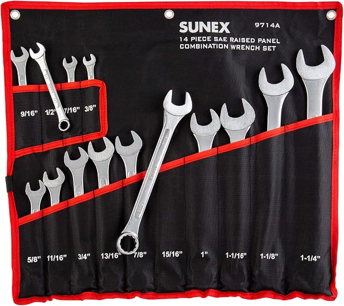 SUNEX TOOLS 9714A SAE Combination Wrench Set, 14 Piece