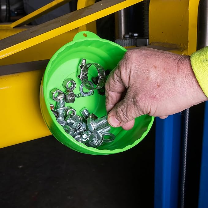 OEMTOOLS 25114 Magnetic Nut Cup, Magnetic Bowls for Holding Nuts and Bolts, 6 Inch Cup Diameter, Coated Magnet Sticks to All Ferrous Metal Work Surfaces,Green