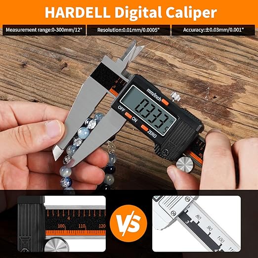 HARDELL Digital Caliper 12 Inch, Stainless Steel Caliper Measuring Tool with Large LCD Screen, Auto-Off Feature, Inch/Millimeter, Electronic Vernier Caliper for DIY, Jewelry, Parts, 3D Printing