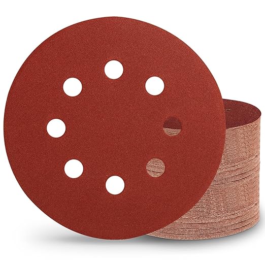 100 PCS 240 Grit 5 Inch Sanding Discs, Hook and Loop Sandpaper for Random Orbital Sander