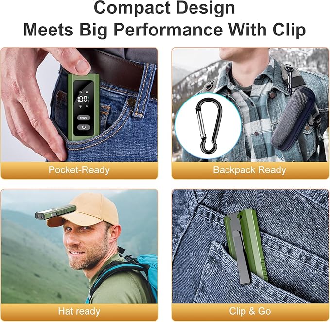 5-in-1 Rechargeable EDC Flat Flashlight, High Lumens Pocket Torch with White LED, UV, Magnetic Base & Clip, Compact Flat Flashlight for Camping, Emergency, Work with Bag (Green)