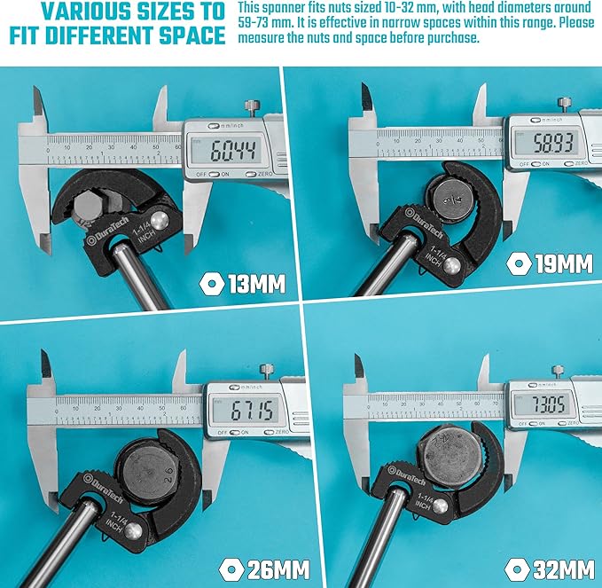 DURATECH 11" Basin Wrench, Sink Wrench, Adjustable Tap Nut Spanner Basin Spanner, Capacity of 3/8" to 1-1/4" for Fixing Back and Union Nuts Under Sink