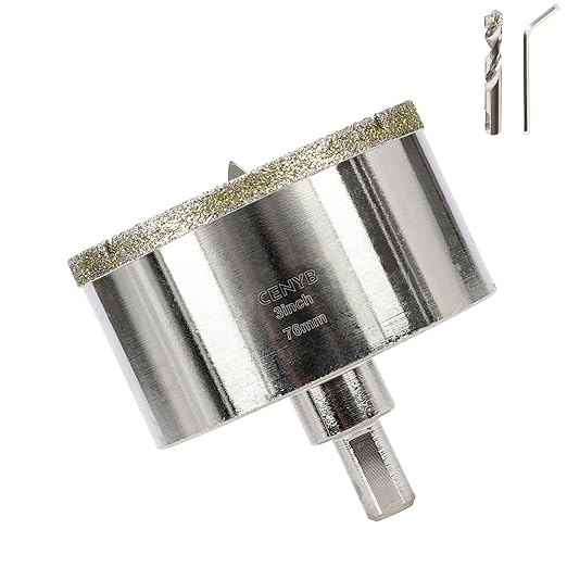 3inch | 76mm Diamond Hole Saw with Center Drill bit and Diamond-Coated Center Drill bit for Ceramic Glass Marble Fiberglass Granite and Porcelain Tiles by CENYB
