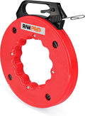 Fish Tape Wire Puller 50ft - Easy to use Cable Puller Tool with Double Loop Tip - Flexible Wire Fishing Tools for Walls and Electrical Conduit - 1/8 Steel Fish Tape Durable Housing - RamPro