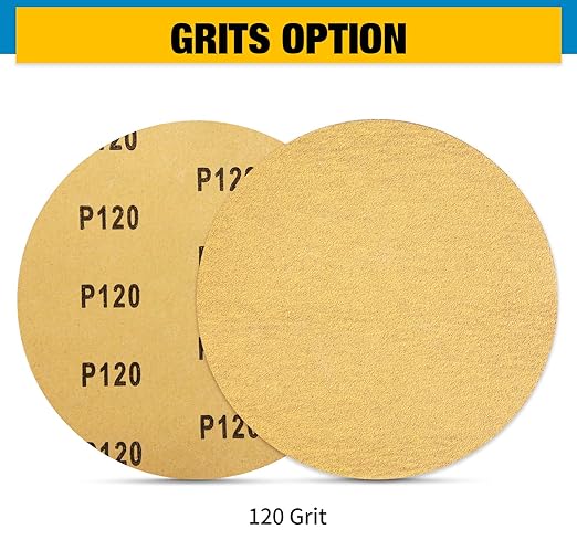 S SATC 100 PCS PSA Sanding Discs 6 Inch Adhesive Backed Sandpaper 120 Grit Sander Attachment for Drill Self Stick Aluminum Oxide Round Automotive Sandpaper with Sticky Back