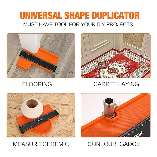VARSK Contour Gauge Tool with Lock 5+10 Inch - Measuring Scribe Profile Tool, Birthday Gifts for Men Dad Him, Cool Gadgets Tools for Men DIY Handyman, Woodworking Tools for Measuring Flooring