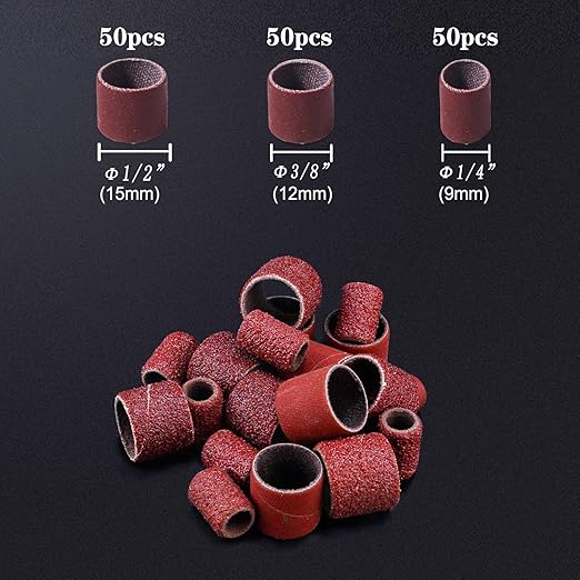 165pcs 240 grit Rotary Tool Sanding Drums for Dremel Sanding Drum Sander Bits Bands for Drill Accessories