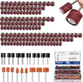Tnisesm 159Pcs Sanding Drum Set for Dremel Rotary Tools-Includes 138 Aluminum Oxide Drum Sander Sanding Sleeves (80,120,240 Grit),12 Drum Mandrels and 9 Sanding Bits,Sanding Bits Tool Accessories