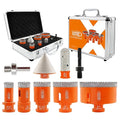 BGTEC Diamond Core Drill Bits-9PCS 5/8-11 Thread Tile Hole Saw 20/25/35/50/75mm+50mm Beveling Chamfer Bit+20mm Finger Bit+SDS/HEX Adapter for Pocelian Tile Ceramic Marble Granite Stoneware