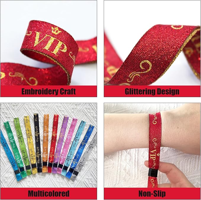 100 Pcs VIP Cloth Event Wristband, Disposable VIP Wristbands for Events, Colored VIP Wristbands Events,for Lightweight Concert,Club Entrance Wrist Strap Party Wristband Event (Color : Red)