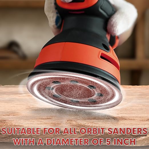 JTIEO 5 Inch Sanding Discs – 100 PCS 220 Grit Sandpaper Assortment, Hook & Loop Orbital Sander Pads, Round Sanding Pads for Random Orbital Sanders